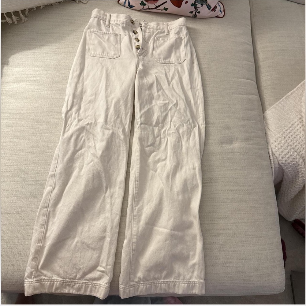 River Island Cream Wide-Leg Trousers